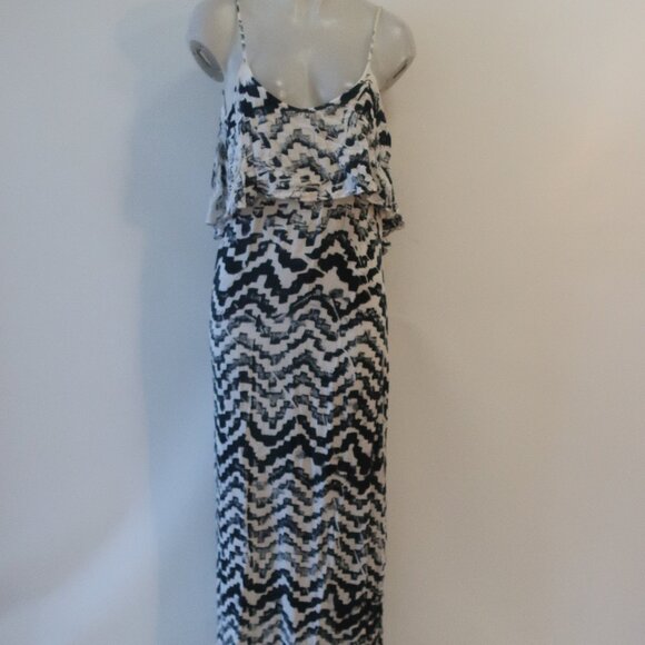 Womens Blue Life White Deep Blue Batik Boho Chevron Strappy Maxi Dress XS - Picture 1 of 12